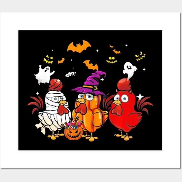 Funny Three Chicken Halloween Shirt gifts Wall Art by Antoniusvermeu